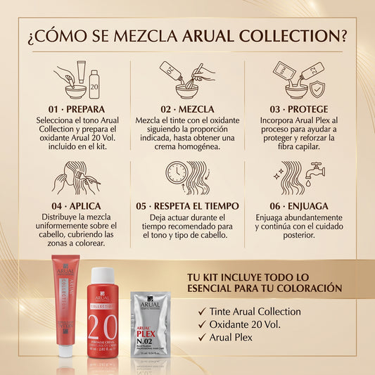 ARUAL Collection Tinte Profesional Permanente + Oxidante | Cobertura Total y Brillo Intenso