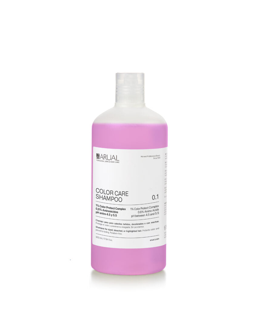 ARUAL Color Care Shampoo 500ml: Protege el color y prolonga su intensidad tras cada lavado.