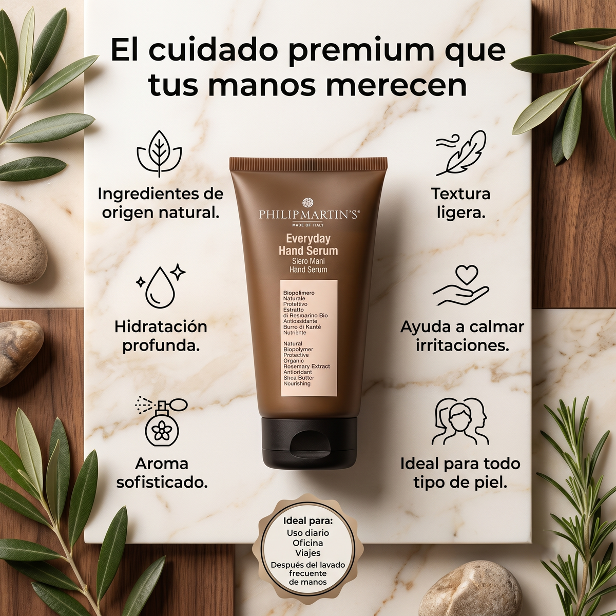 PHILIP MARTIN'S Everyday Hand Serum 75 ml | Sérum Hidratante para Manos de Absorción Rápida