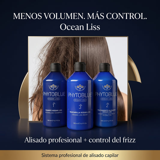 PHYTOBLUE Ocean Liss Kit Alisador de Cabello Profesional Tratamiento Antifrizz y Reducción de Volumen