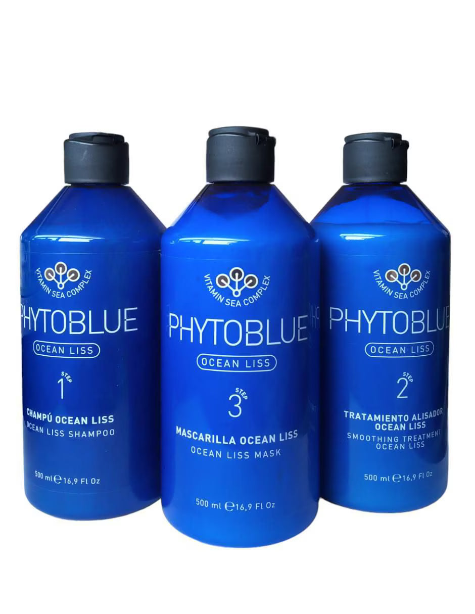 PHYTOBLUE Kit Ocean Liss TAMAÑO PROFESIONAL: Sistema alisante de salón para lograr cabello más lacio y con frizz controlado.