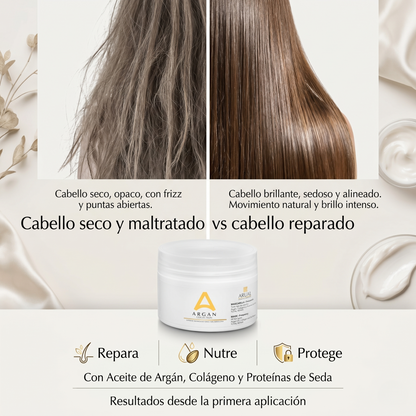 ARUAL Mascarilla Capilar con Aceite de Argán para Cabello Seco y Dañado Hidratación Profunda Elasticidad Brillo y Efecto Sedoso