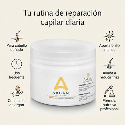 ARUAL Mascarilla Capilar con Aceite de Argán para Cabello Seco y Dañado Hidratación Profunda Elasticidad Brillo y Efecto Sedoso