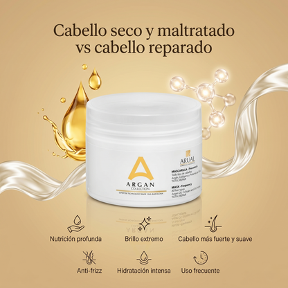 ARUAL Mascarilla Capilar con Aceite de Argán para Cabello Seco y Dañado Hidratación Profunda Elasticidad Brillo y Efecto Sedoso