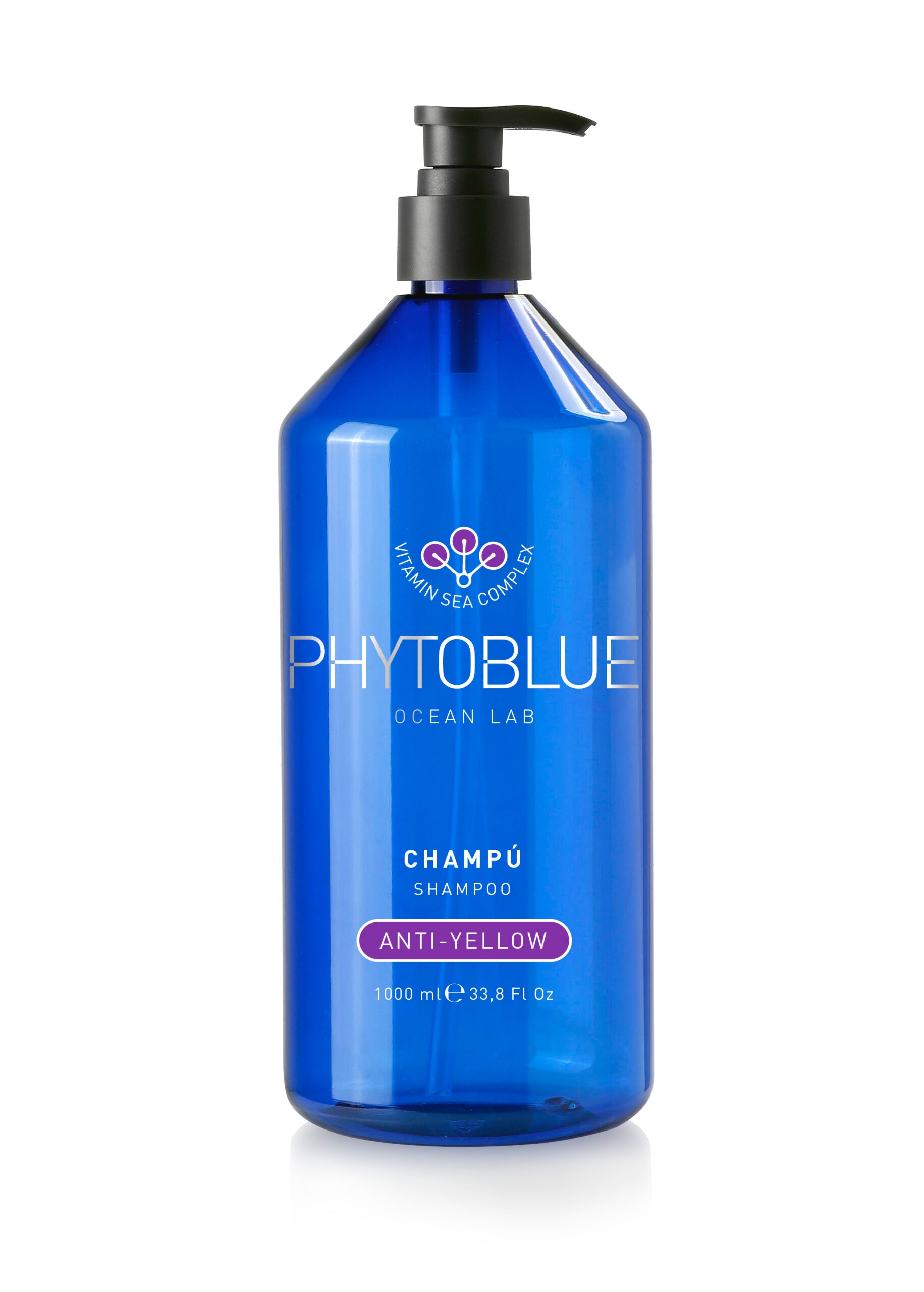 PHYTOBLUE Shampoo Anti-Yellow TAMAÑO PROFESIONAL: Matiza amarillos y deja un rubio más frío y luminoso en servicio de salón.