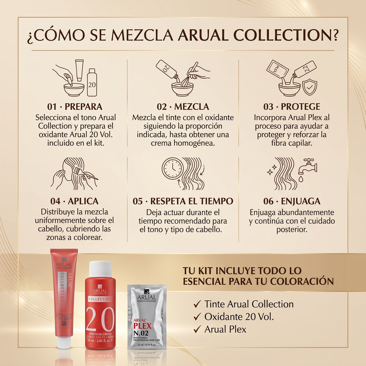 ARUAL Collection Tinte Profesional Permanente + Oxidante | Cobertura Total y Brillo Intenso