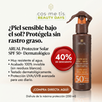 ARUAL Protector Solar SPF 50+ Spray Dermatológico Resistente al Agua Protección UVA UVB Para Piel Sensible Acabado Invisible 200 Ml