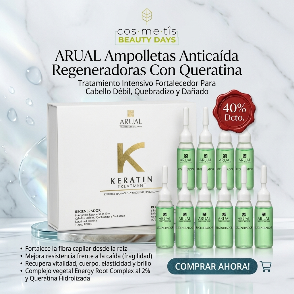 ARUAL Ampolletas Anticaída Regeneradoras Con Queratina Tratamiento Intensivo Fortalecedor Para Cabello Débil Quebradizo y Dañado 8 Ampolletas de 10ml