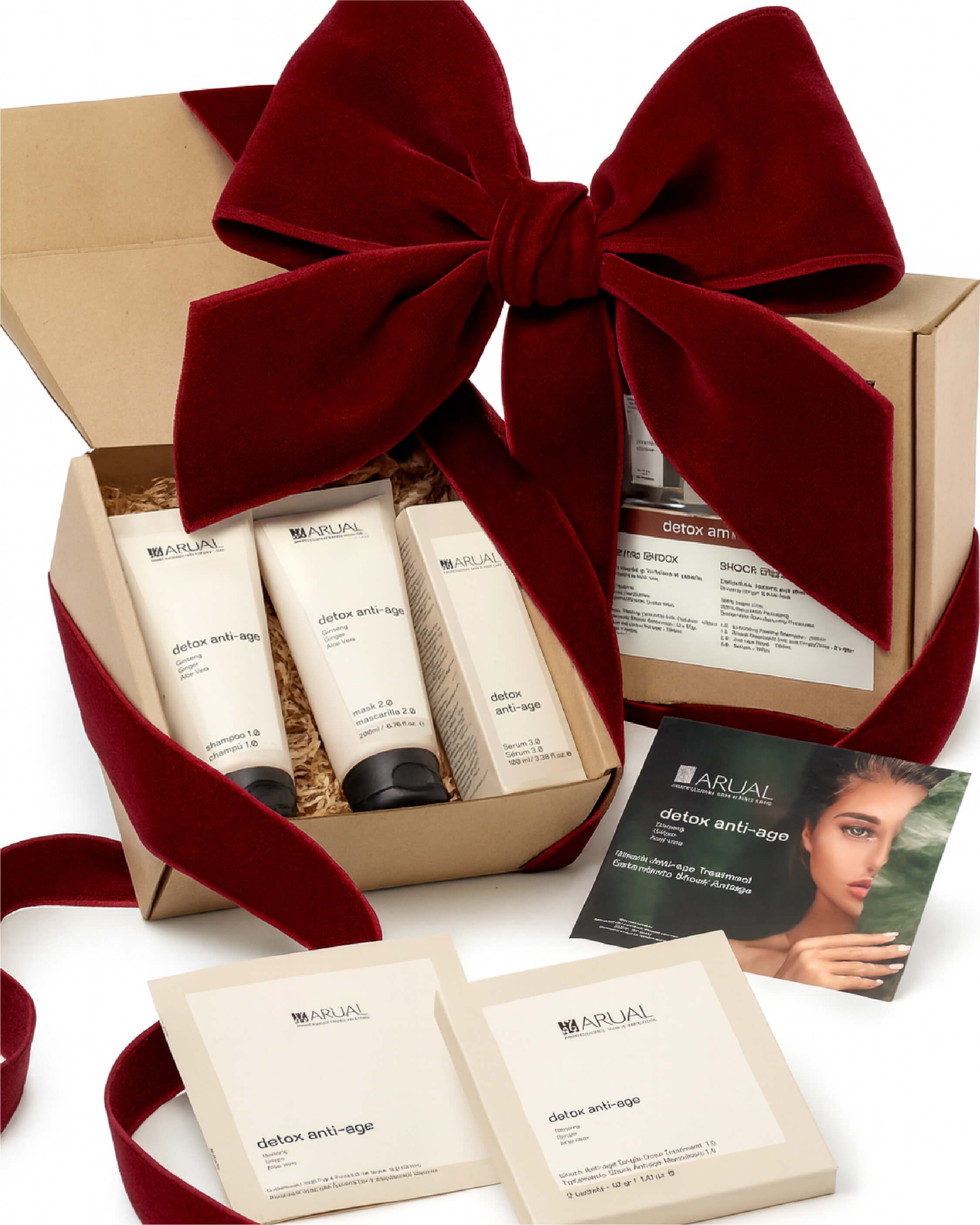 ARUAL Pack Detox (Shampoo, Mascarilla, Sérum, Tratamiento): Ritual antipolución y reparación para cuero cabelludo y medios.