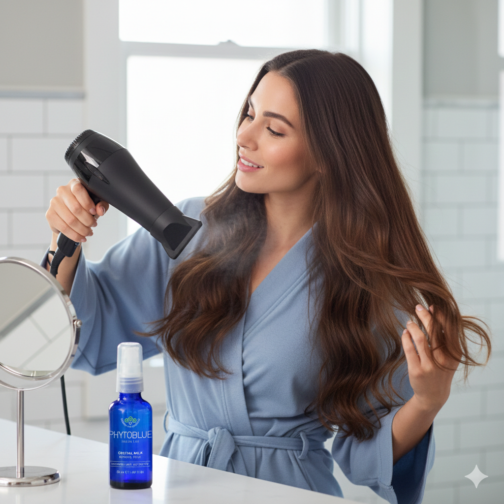 PHYTOBLUE Crystal Milk 50 ml – Sérum termo-activo para proteger, suavizar y dar brillo al cabello con filtro UV