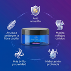 PHYTOBLUE Anti Yellow Hair Mask | Mascarilla Matizadora Violeta Para Cabello Rubio, Blanco y con Canas | Neutralizador de Tonos Amarillos con Hidratación y Suavidad Profesional