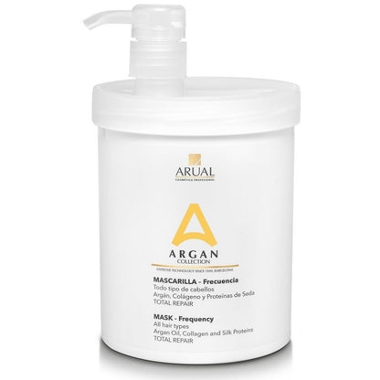 ARUAL Argan Frecuencia Mascarilla TAMAÑO PROFESIONAL: Acondiciona sin apelmazar; elasticidad y brillo sedoso.