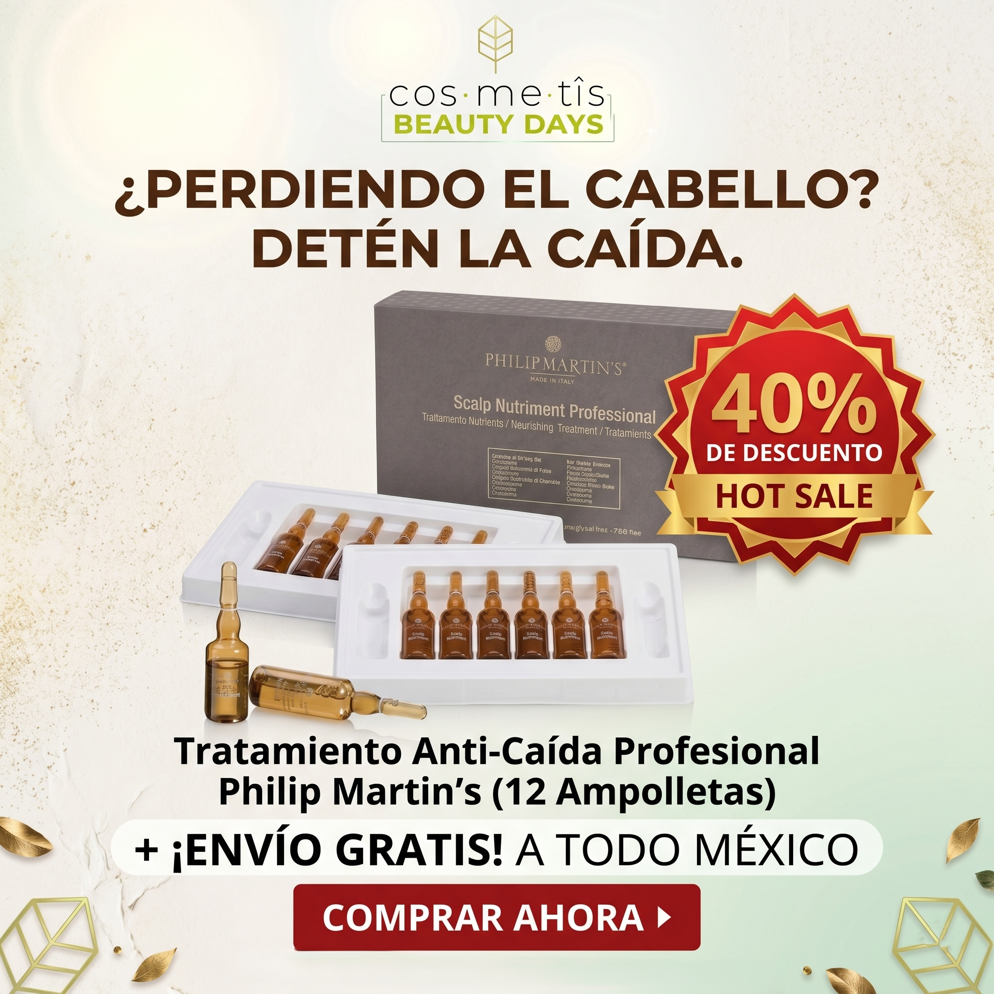 Philip Martin's Scalp Nutriment Professional Ampolletas - Tratamiento Anti-Caída Capilar Profesional, Ampollas para Cabello Fino y Debilitado por Estrés (Ortiga Orgánica, Células Madre), 12 Piezas, Made in Italy