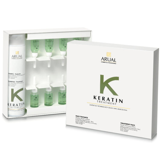 ARUAL Total Repair Kit con Keratina | Shampoo Reparador 250 ml + 8 Ampolletas Fortalecedoras | Tratamiento Capilar para Cabello Dañado, Débil y Quebradizo