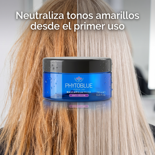 PHYTOBLUE Anti Yellow Hair Mask | Mascarilla Matizadora Violeta Para Cabello Rubio, Blanco y con Canas | Neutralizador de Tonos Amarillos con Hidratación y Suavidad Profesional