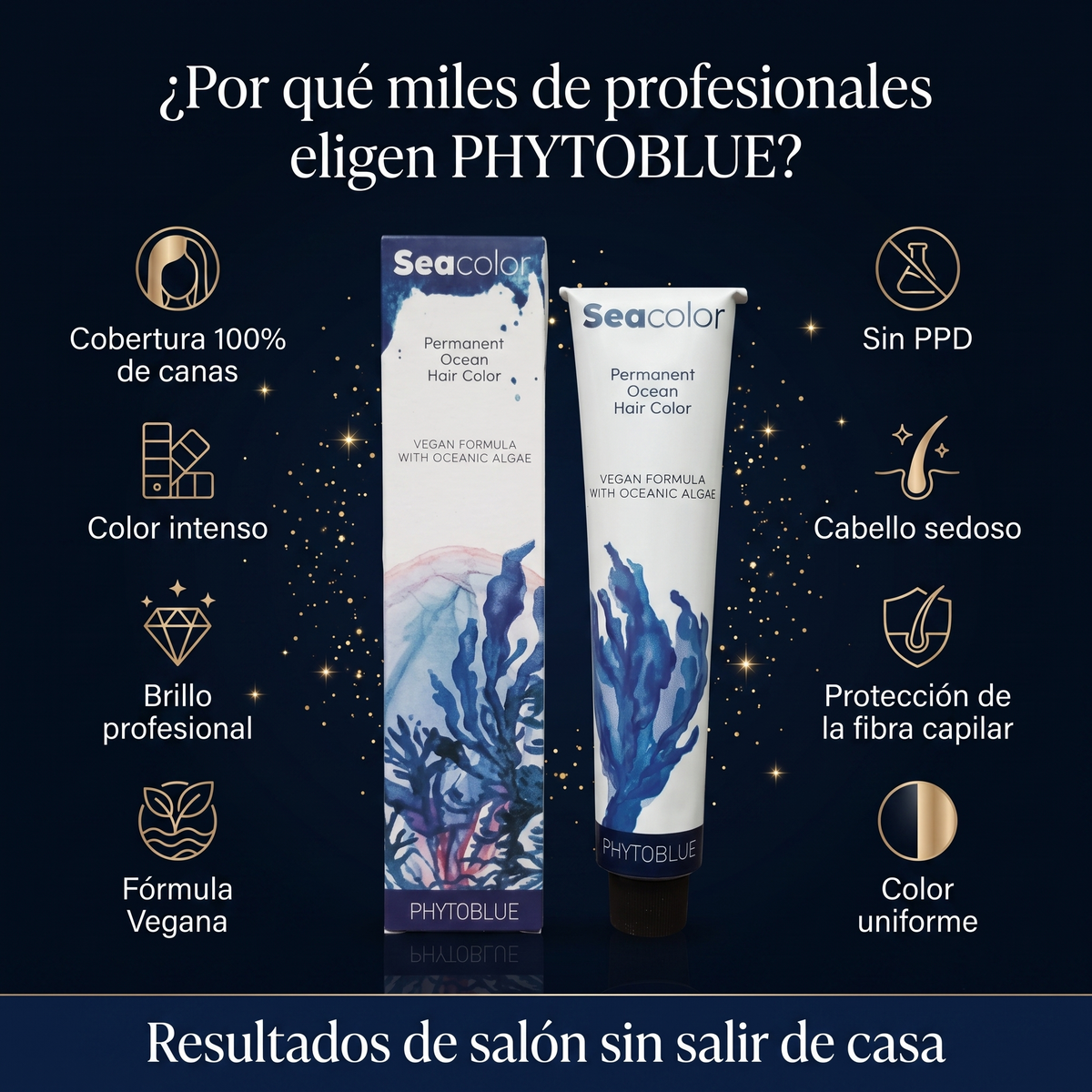 PHYTOBLUE Sea Color Tinte Permanente Profesional Para Cabello Vegano Sin PPD