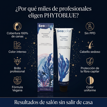PHYTOBLUE Sea Color Tinte Permanente Profesional Para Cabello Vegano Sin PPD