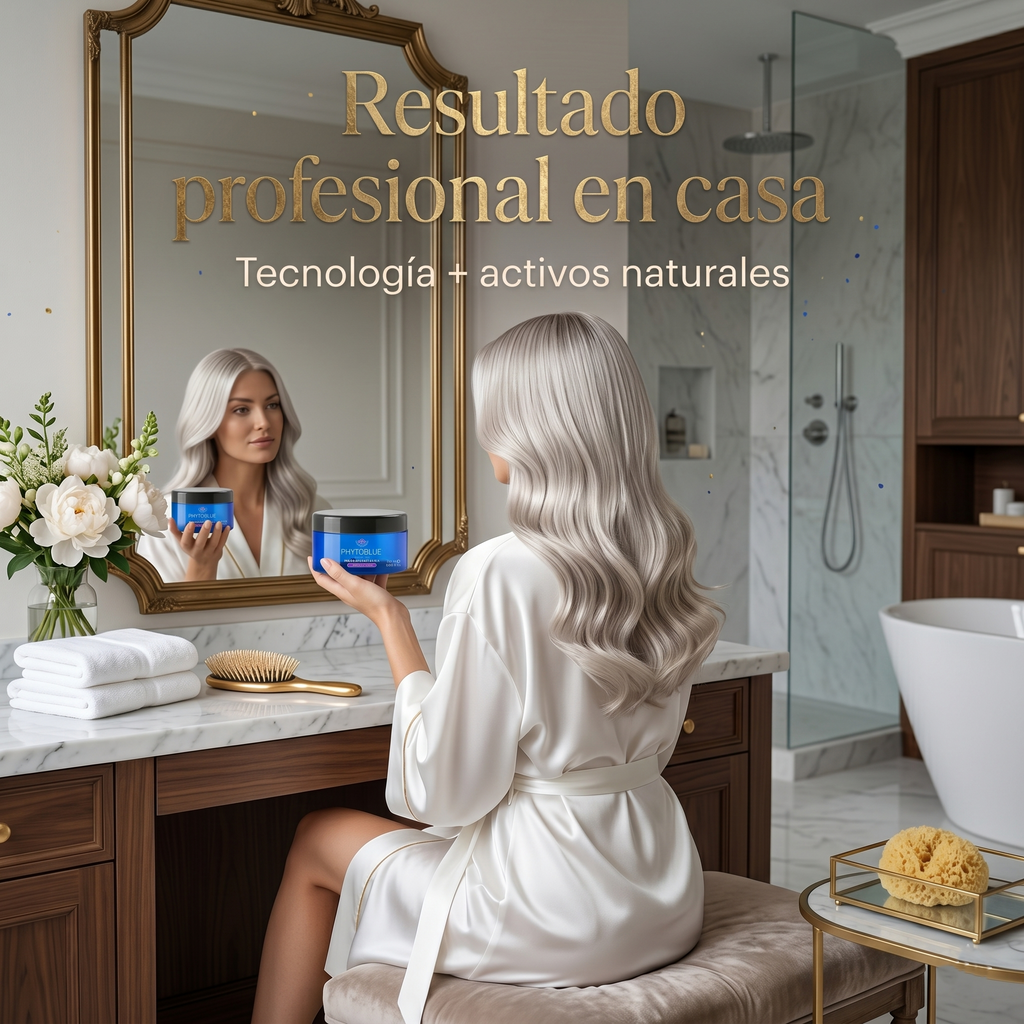 PHYTOBLUE Anti Yellow Hair Mask | Mascarilla Matizadora Violeta Para Cabello Rubio, Blanco y con Canas | Neutralizador de Tonos Amarillos con Hidratación y Suavidad Profesional