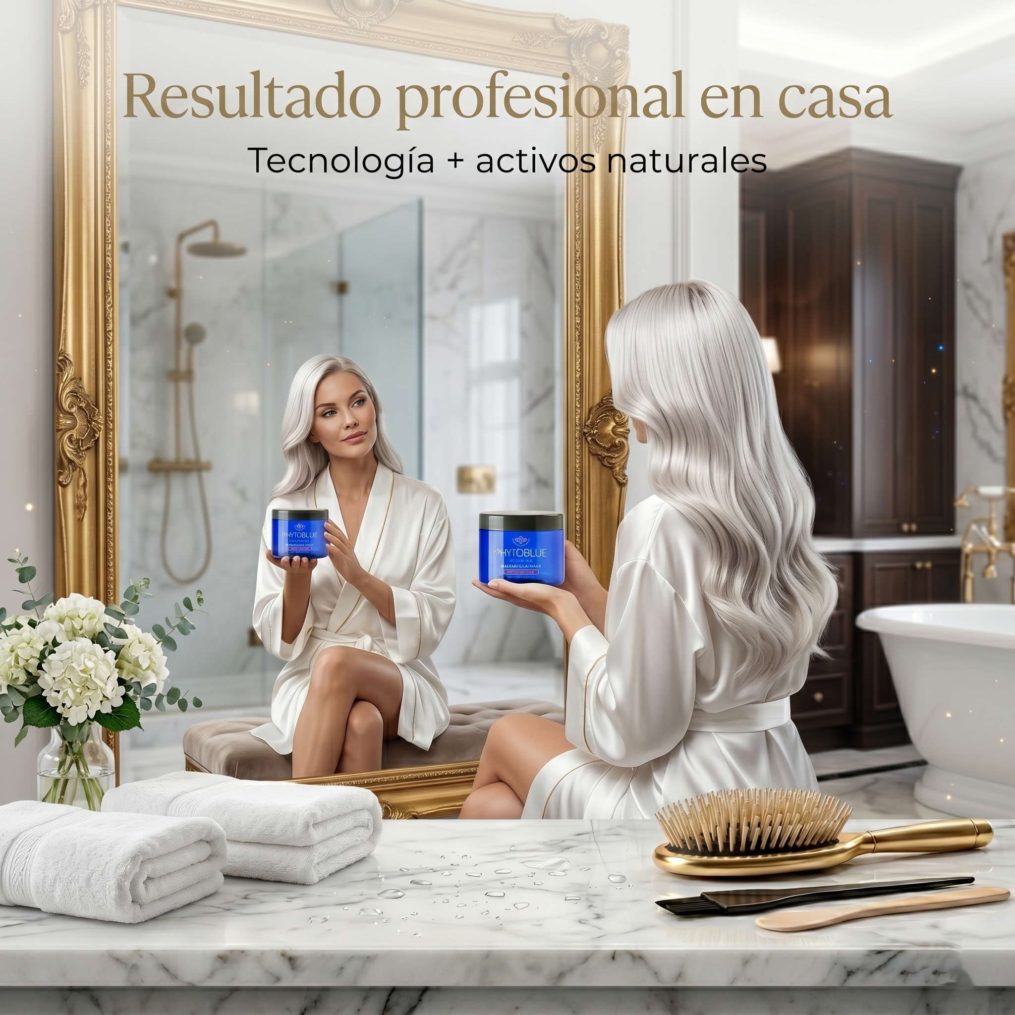 PHYTOBLUE Mascarilla Anti Amarillo Tamaño Profesional | Anti Yellow Hair Mask para Cabello Rubio, Decolorado y Platinado | Matizador Violeta con Hidratación y Nutrición Intensiva