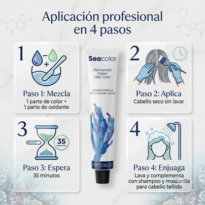 PHYTOBLUE Sea Color Tinte Permanente Profesional Para Cabello Vegano Sin PPD