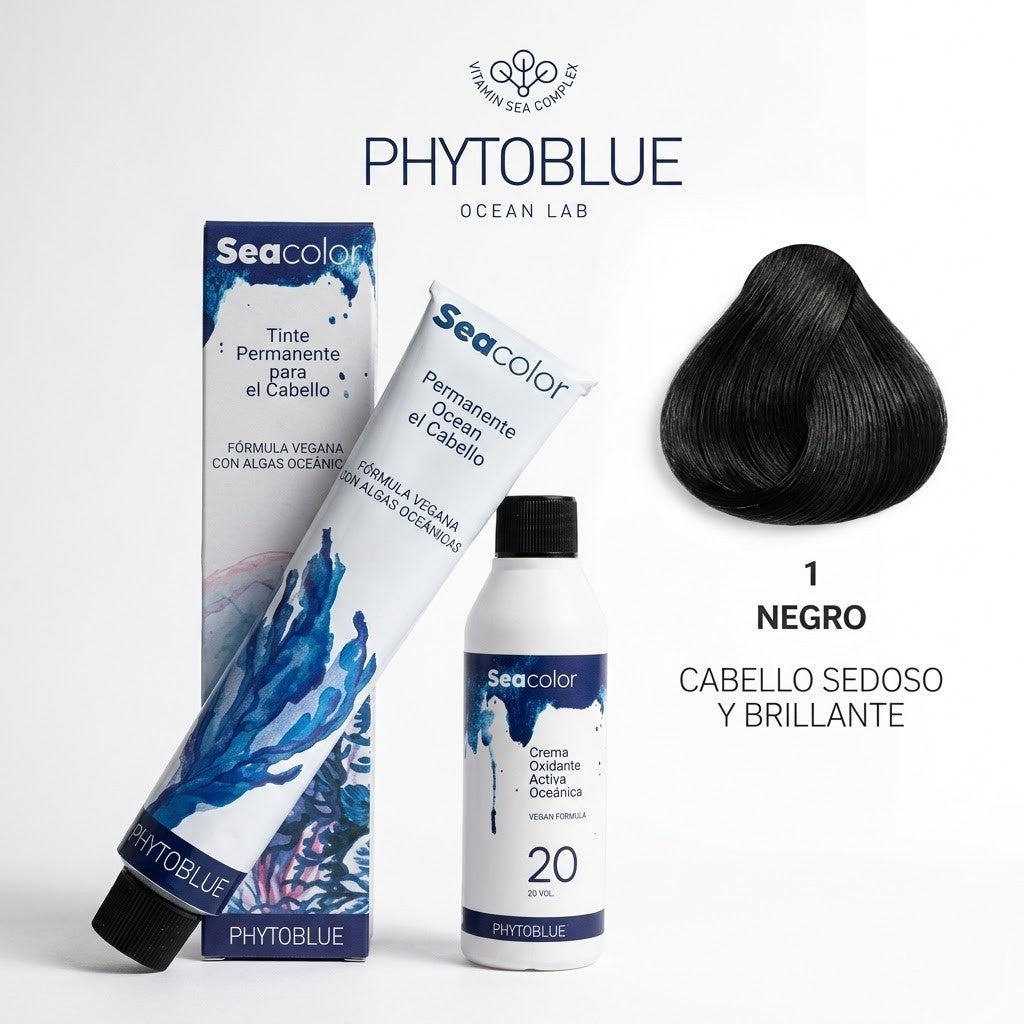PHYTOBLUE Sea Color Tinte Permanente Profesional Para Cabello Vegano Sin PPD