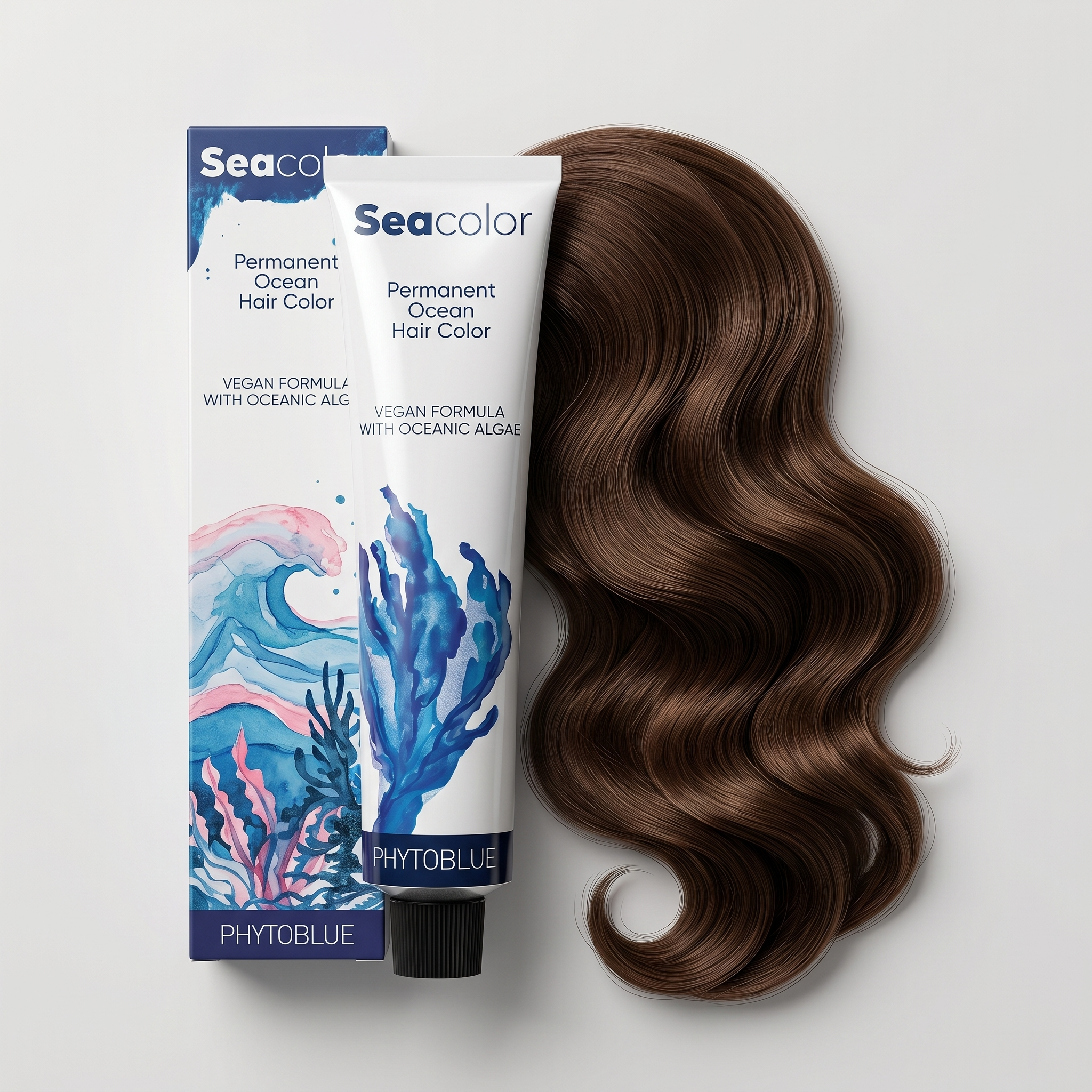 PHYTOBLUE Sea Color Tinte Permanente Profesional Para Cabello Vegano Sin PPD – Cobertura Total de Canas, Coloración Capilar de Larga Duración con Algas Mediterráneas, Brillo Intenso y Protección de Fibra Capilar