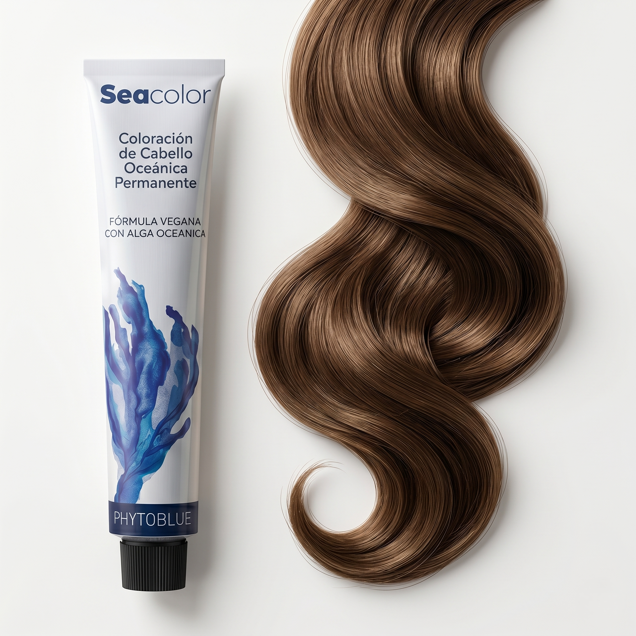 PHYTOBLUE Sea Color Tinte Permanente Profesional Para Cabello Vegano Sin PPD – Cobertura Total de Canas, Coloración Capilar de Larga Duración con Algas Mediterráneas, Brillo Intenso y Protección de Fibra Capilar