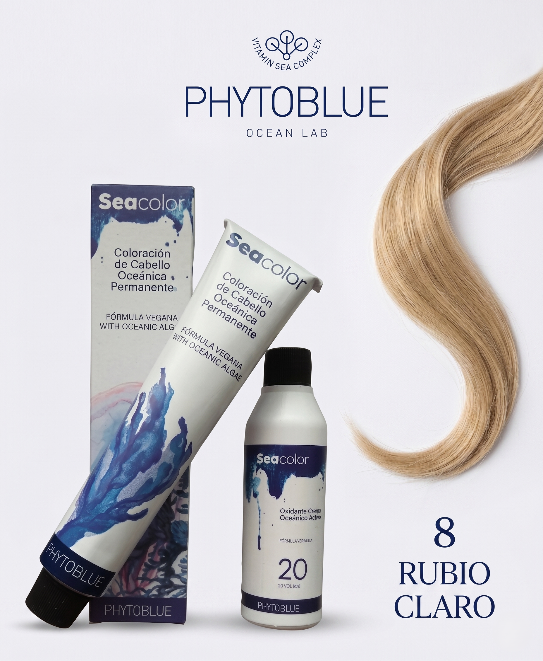 PHYTOBLUE Sea Color Tinte Permanente Profesional Para Cabello Vegano Sin PPD – Cobertura Total de Canas, Coloración Capilar de Larga Duración con Algas Mediterráneas, Brillo Intenso y Protección de Fibra Capilar