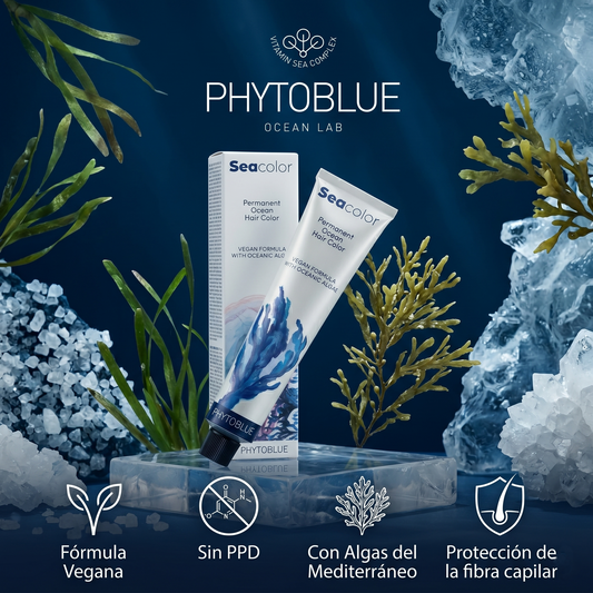 PHYTOBLUE Sea Color Tinte Permanente Profesional Para Cabello Vegano Sin PPD