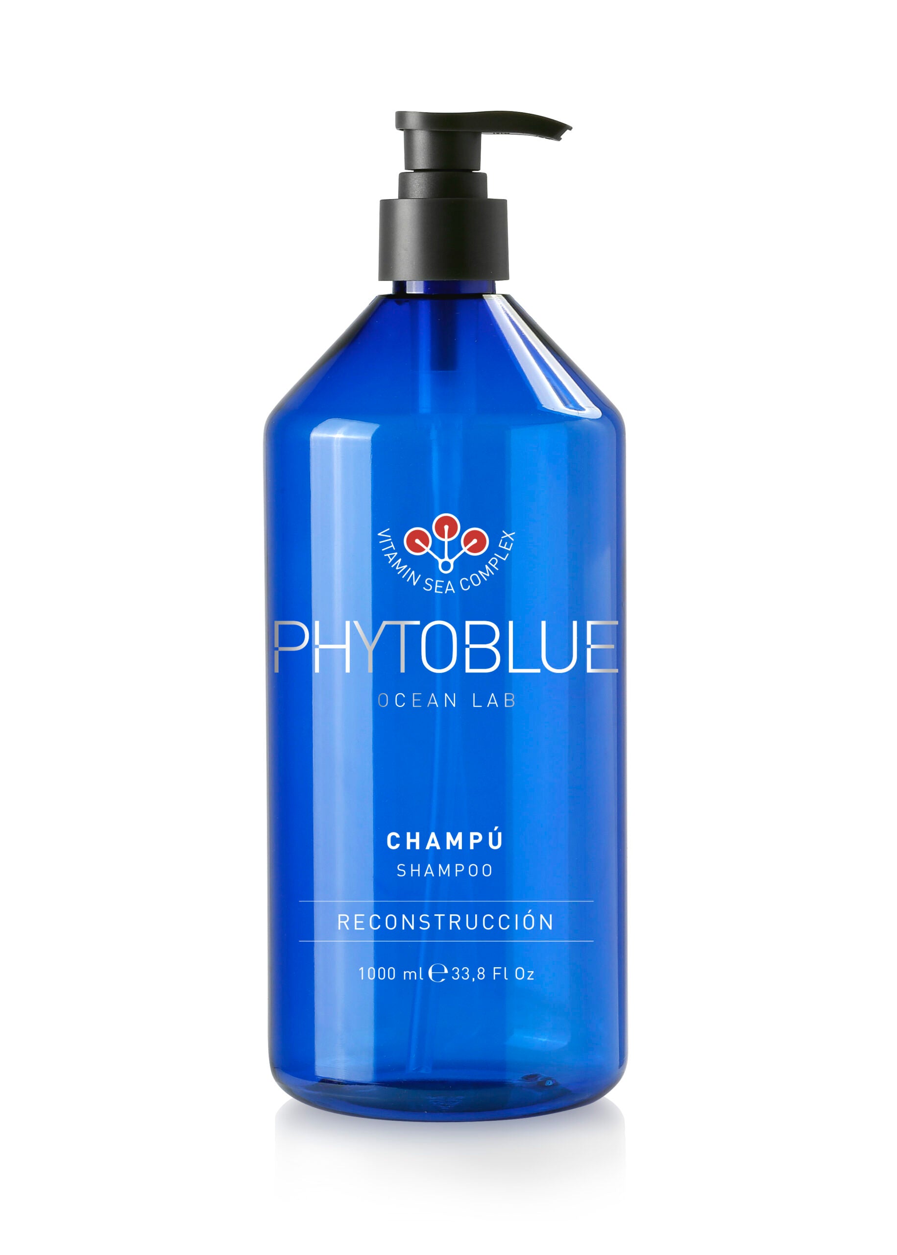 PHYTOBLUE Shampoo Reconstrucción TAMAÑO PROFESIONAL: Limpieza reparadora profesional que apoya la reconstrucción de la fibra dañada.