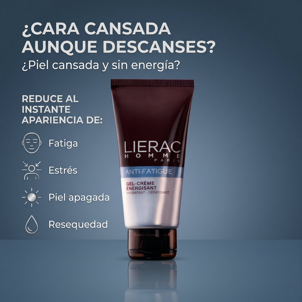 LIERAC Homme Gel Facial Antifatiga Hombre Hidratante Energizante 50 ml