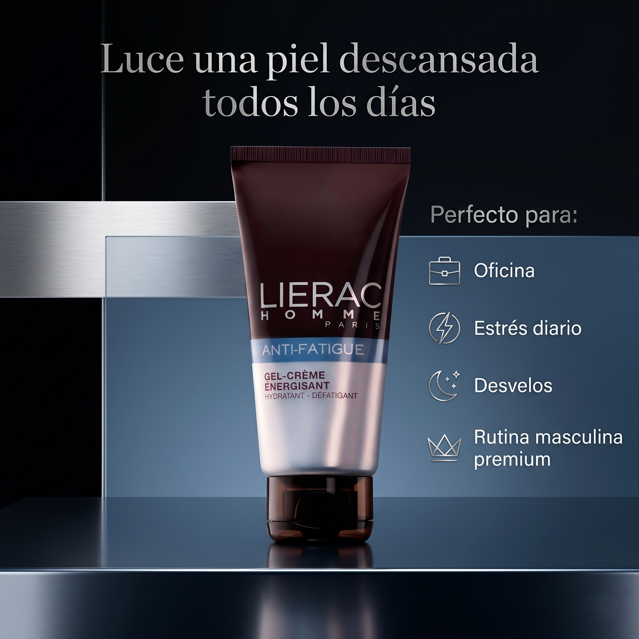 LIERAC Homme Gel Facial Antifatiga Hombre Hidratante Energizante 50 ml
