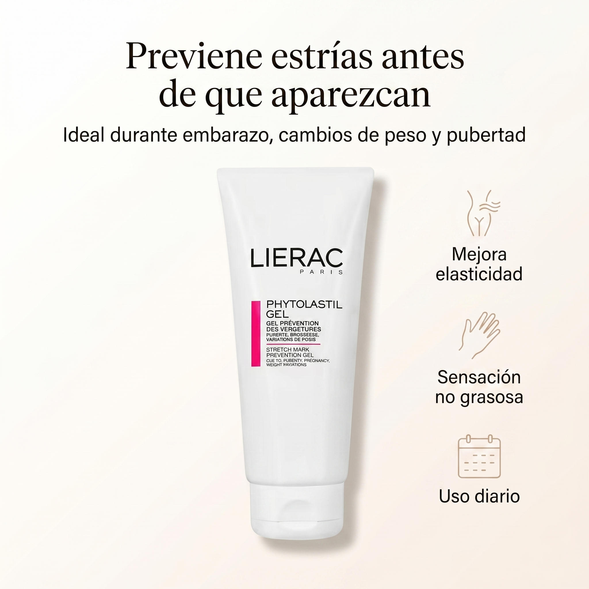 LIERAC Phytolastil Gel Anti Estrías Preventivo Embarazo Mejora Elasticidad y Firmeza de la Piel Crema Corporal Reafirmante