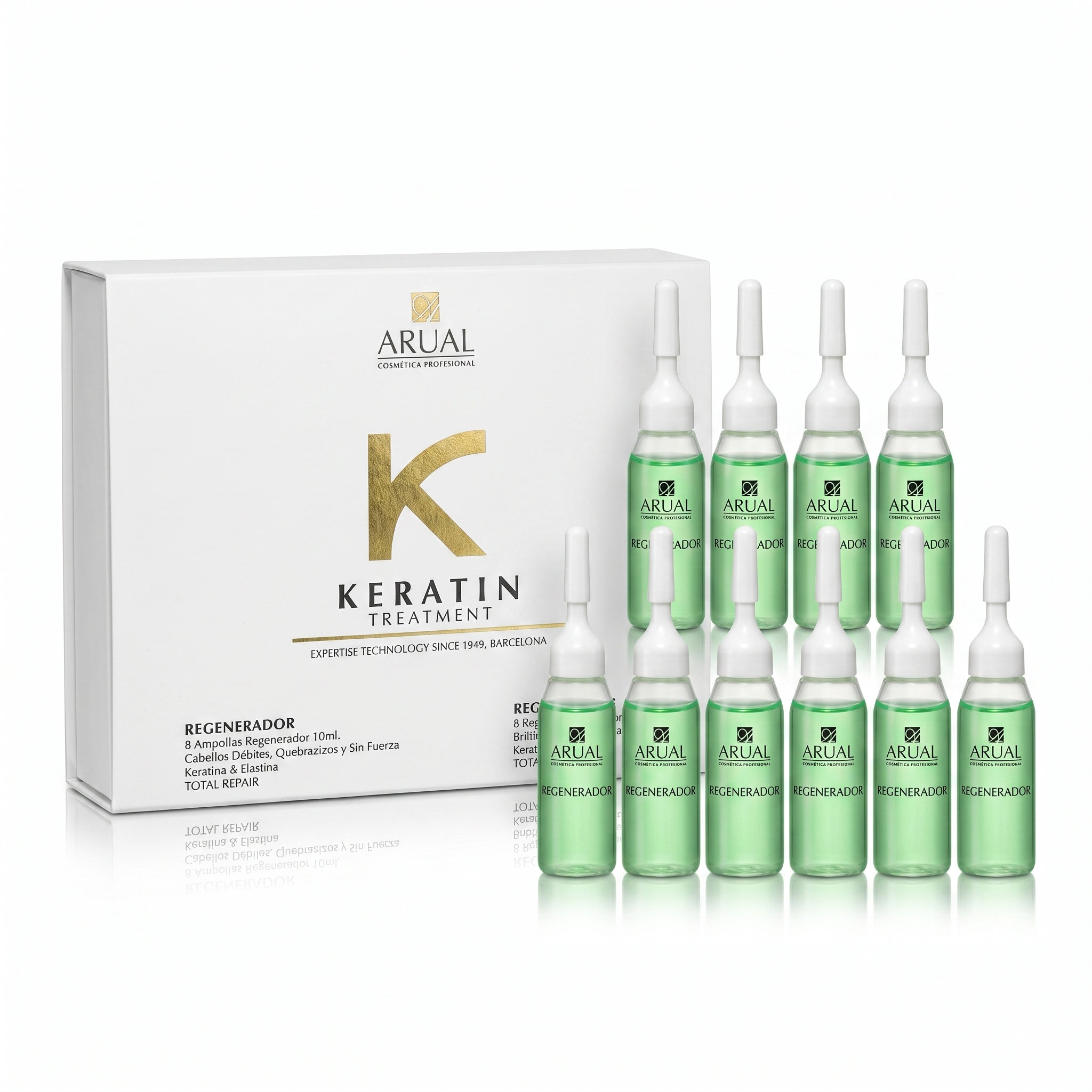 ARUAL Ampolletas Anticaída Regeneradoras Con Queratina Tratamiento Intensivo Fortalecedor Para Cabello Débil Quebradizo y Dañado 8 Ampolletas de 10ml