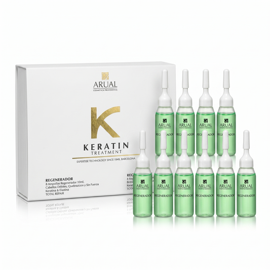 ARUAL Ampolletas Anticaída Regeneradoras Con Queratina Tratamiento Intensivo Fortalecedor Para Cabello Débil Quebradizo y Dañado 8 Ampolletas de 10ml