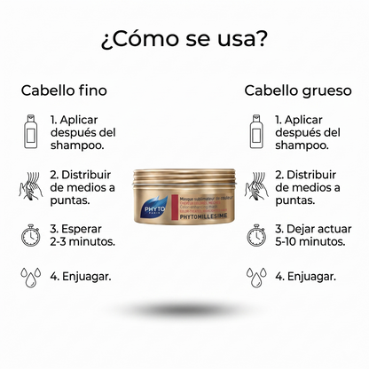 PHYTO Paris Phytomillesime Mascarilla Antioxidante para Cabello Teñido y con Mechas | Tratamiento Reparador e Hidratante que Nutre, Protege y Prolonga la Intensidad del Color