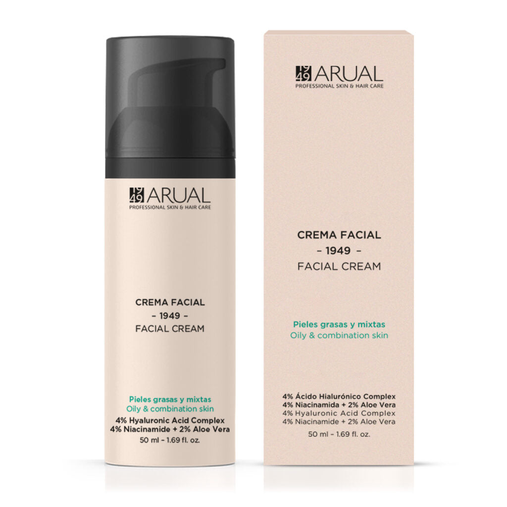 ARUAL Crema Facial Piel Grasa y Mixta: Hidratación ligera con efecto equilibrante y toque mate.