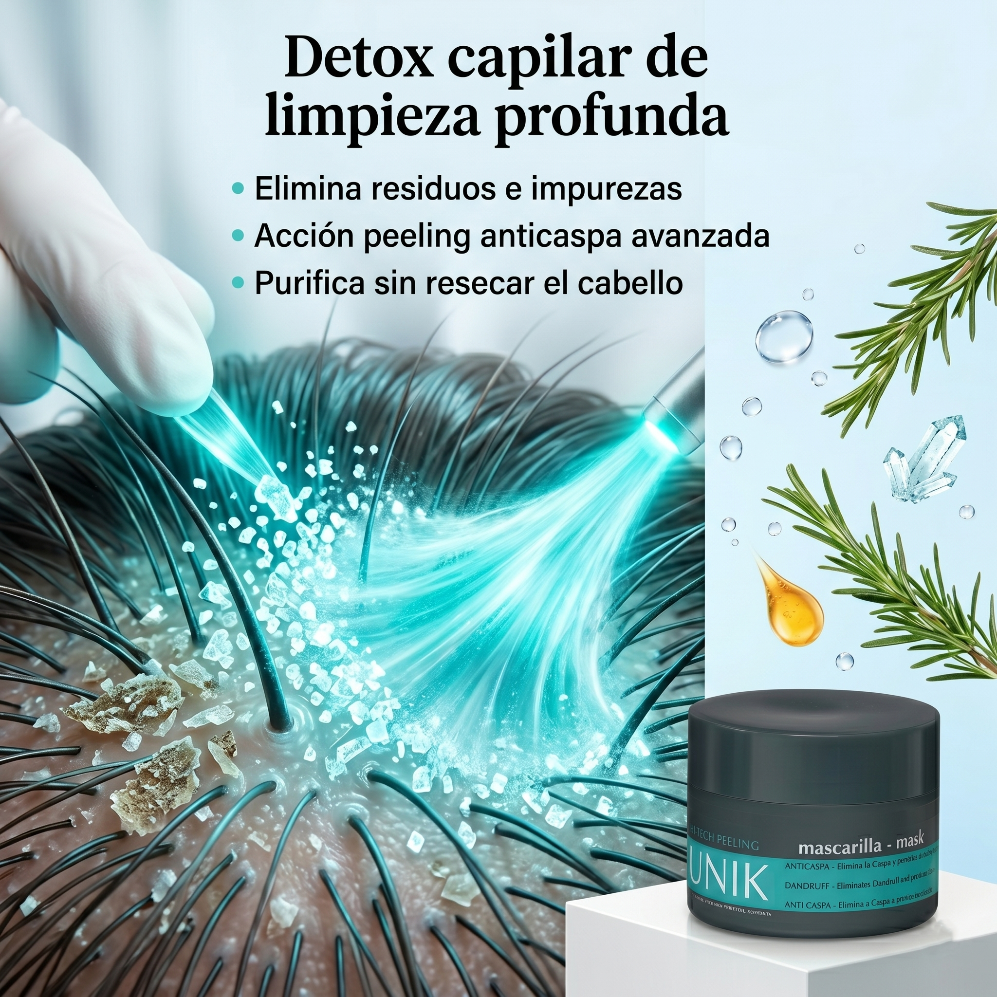 ARUAL UNIK Hi-Tech Mascarilla Peeling Anticaspa Detox Capilar
