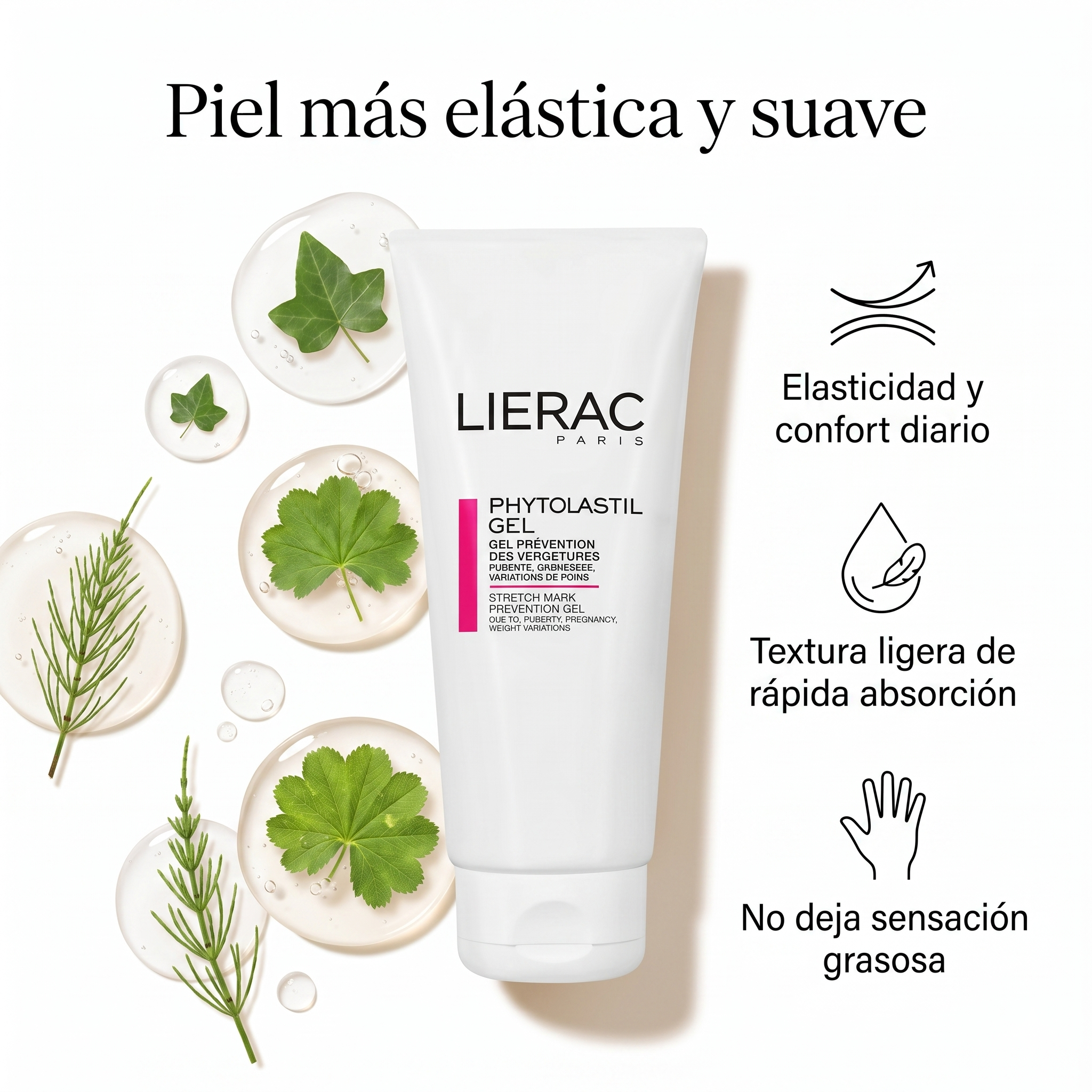 LIERAC Phytolastil Gel Anti Estrías Preventivo Embarazo Mejora Elasticidad y Firmeza de la Piel Crema Corporal Reafirmante