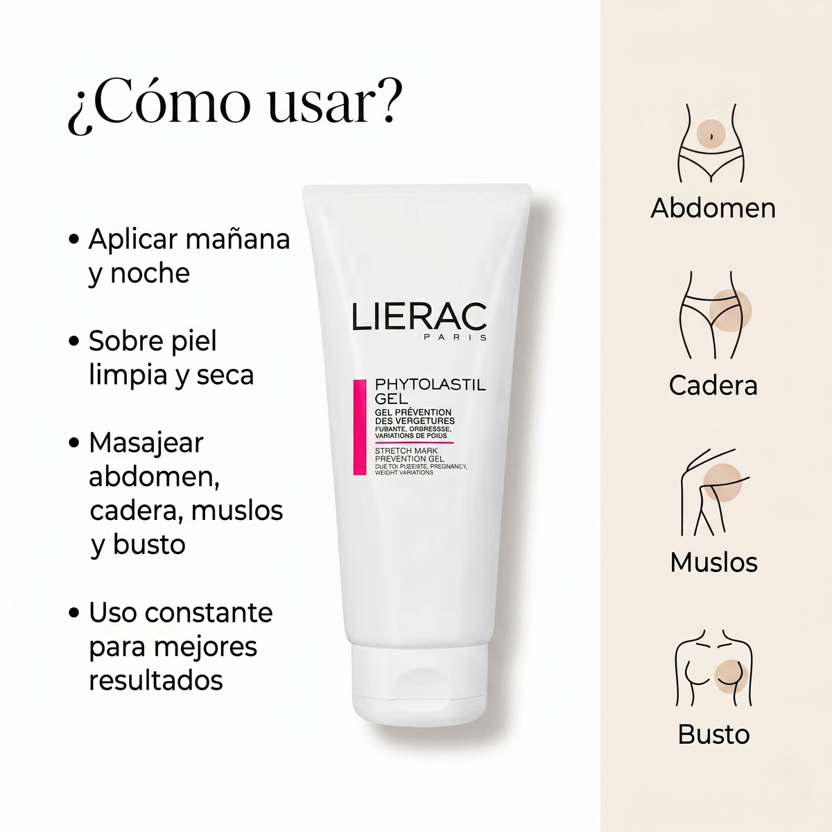 LIERAC Phytolastil Gel Anti Estrías Preventivo Embarazo Mejora Elasticidad y Firmeza de la Piel Crema Corporal Reafirmante