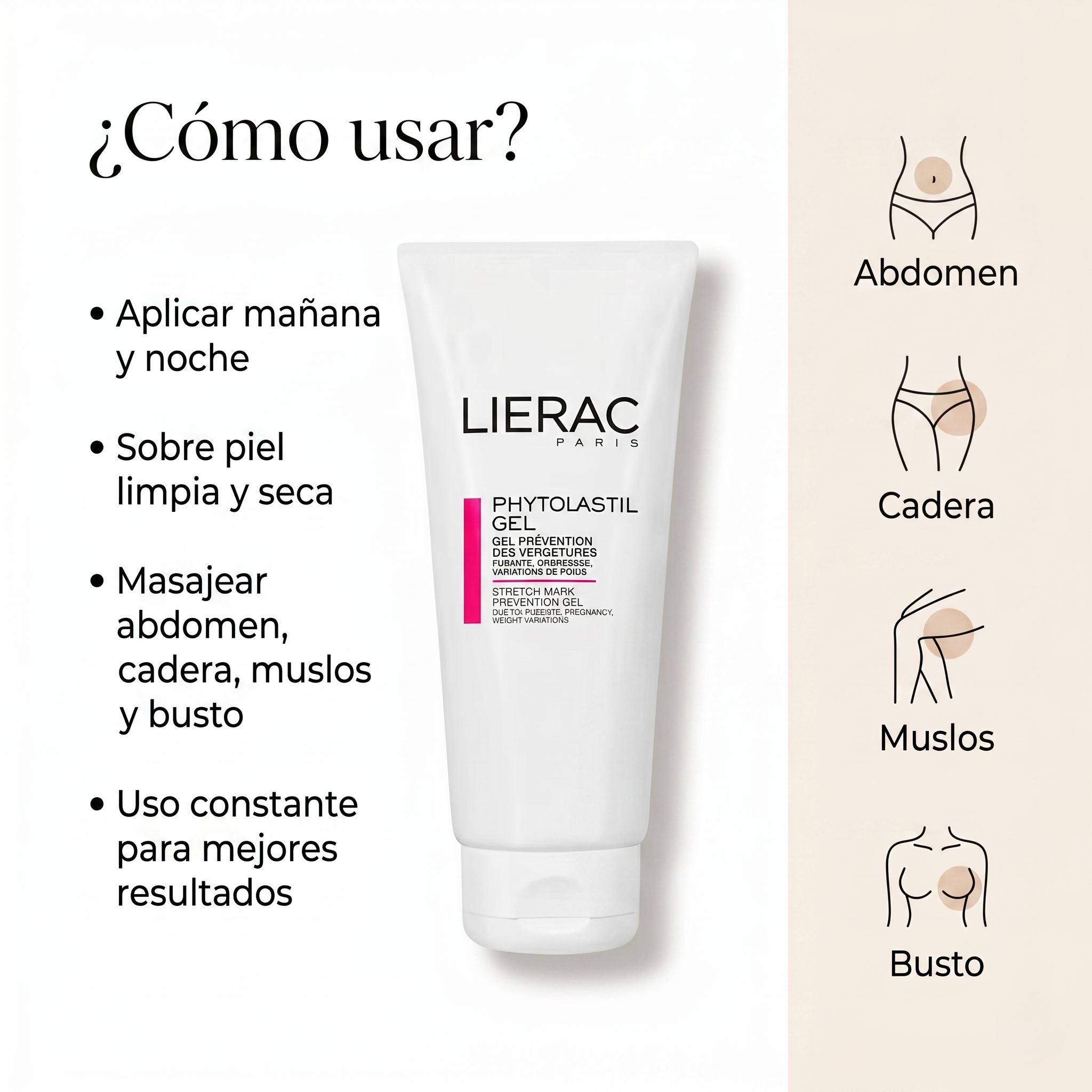 LIERAC Phytolastil Gel Anti Estrías Preventivo Embarazo Mejora Elasticidad y Firmeza de la Piel Crema Corporal Reafirmante