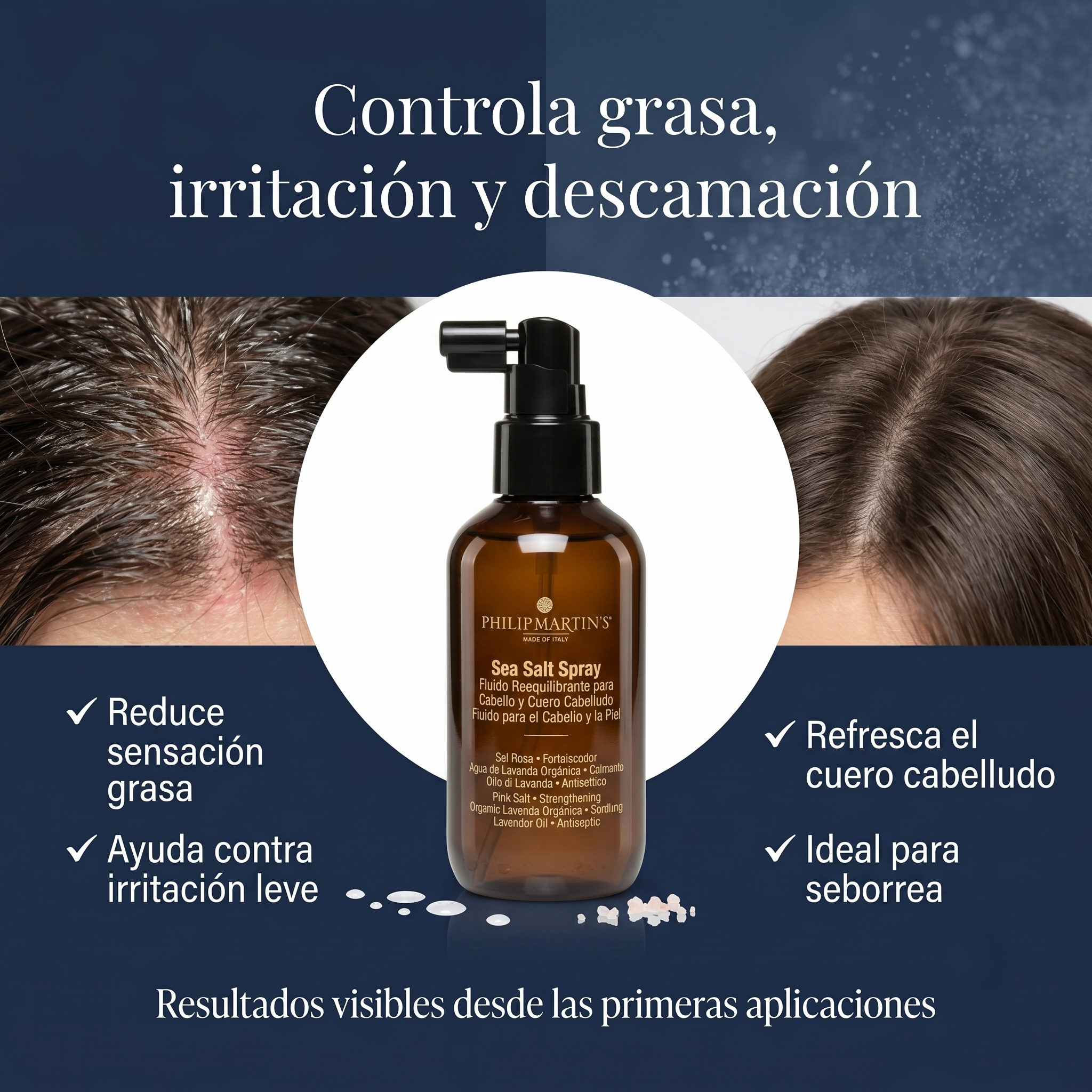 PHILIP MARTIN’S Sea Salt Spray Antifrizz Para Textura y Volumen Profesional 150 ml Tratamiento Capilar.