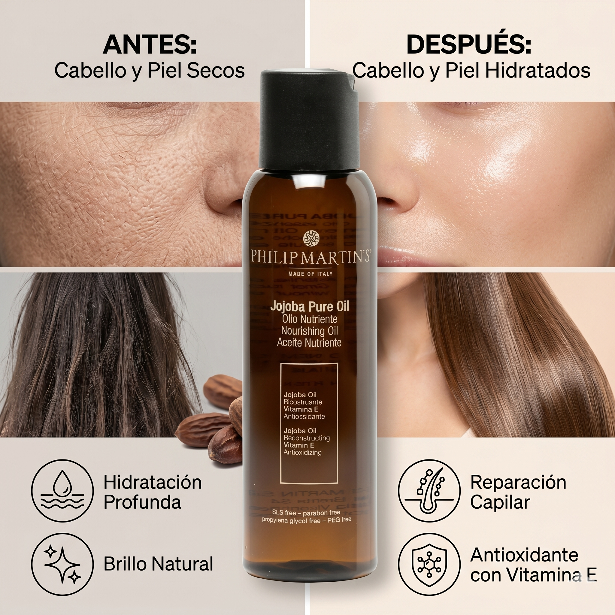 Philip Martin’s Jojoba Pure Oil 100ml | Hidratación Premium para Cabello, Barba y Piel Tratamiento Capilar