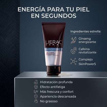 LIERAC Homme Gel Facial Antifatiga Hombre Hidratante Energizante 50 ml