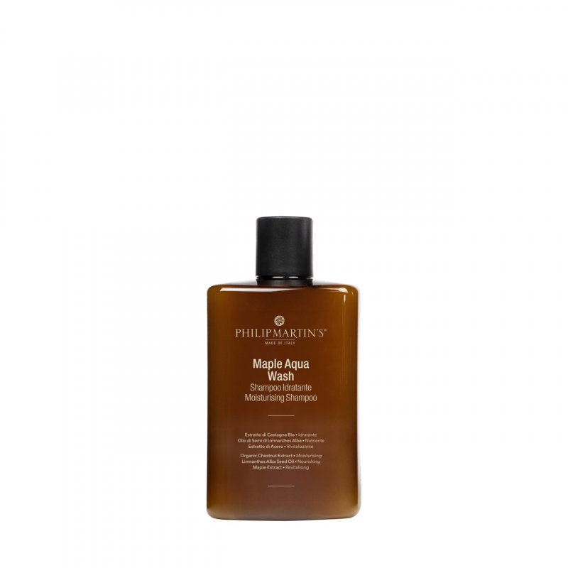 PHILIP MARTIN’S Maple Aqua Wash Shampoo: Limpieza hidratante ligera con efecto sedoso.