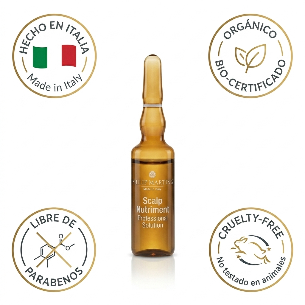 Philip Martin's Scalp Nutriment Professional - Tratamiento Anti-Caída Capilar Profesional, Ampollas para Cabello Fino y Debilitado por Estrés (Ortiga Orgánica, Células Madre), 12 Piezas, Made in Italy