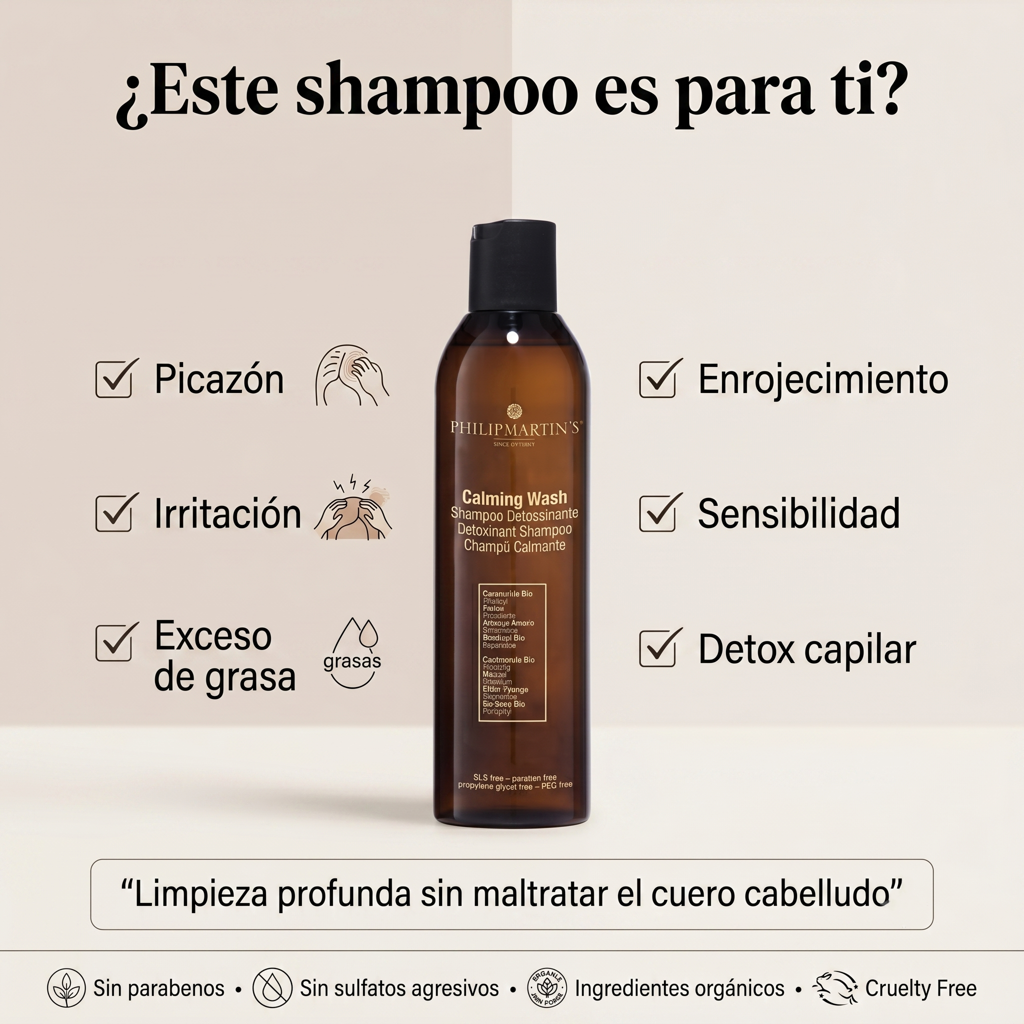 Philip Martin’s Calming Wash Shampoo Calmante Detox para Cuero Cabelludo Sensible 250 ml