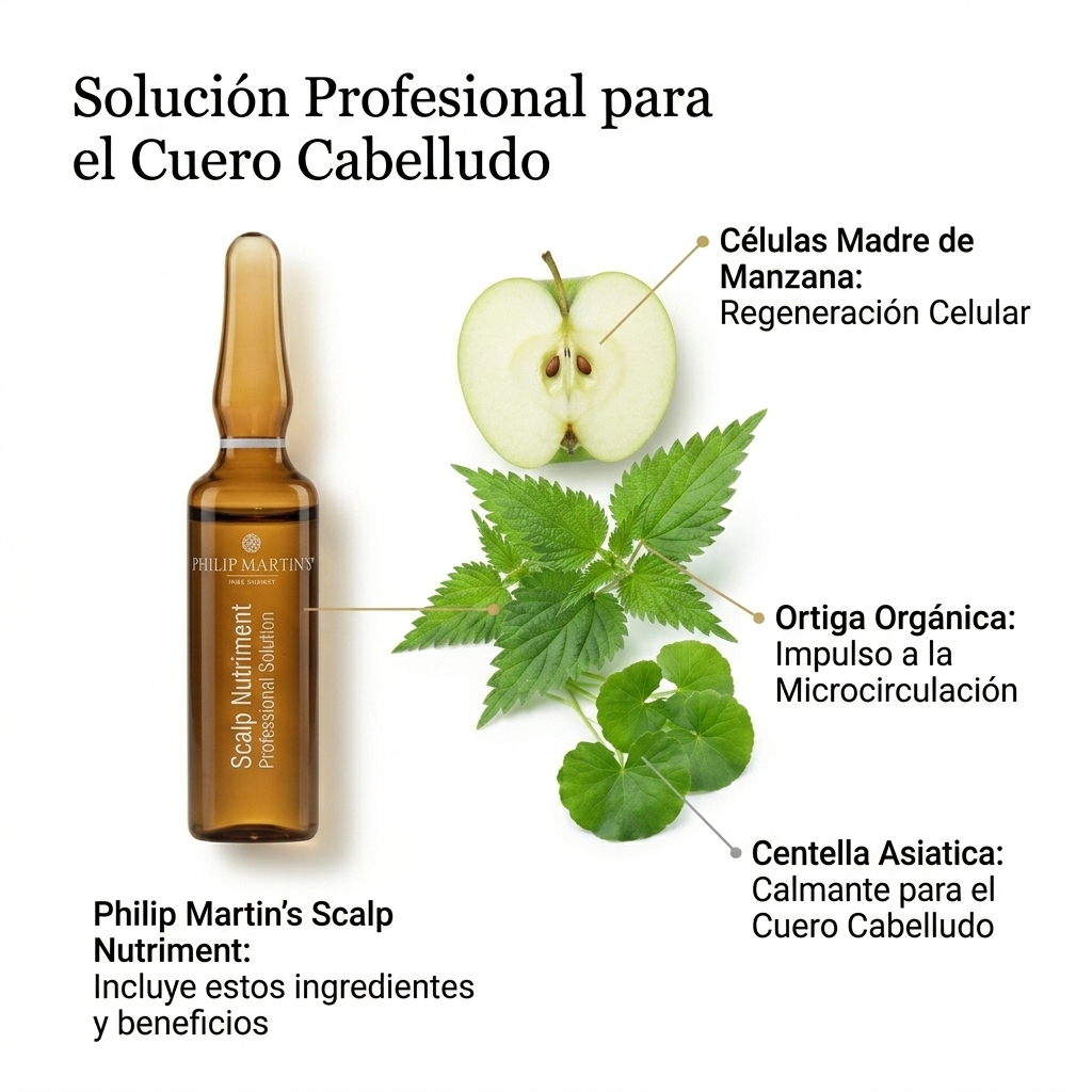 Philip Martin's Scalp Nutriment Professional - Tratamiento Anti-Caída Capilar Profesional, Ampollas para Cabello Fino y Debilitado por Estrés (Ortiga Orgánica, Células Madre), 12 Piezas, Made in Italy