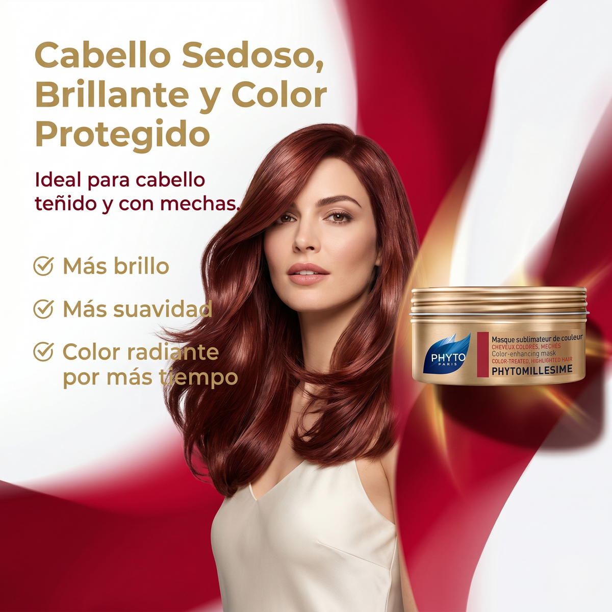 PHYTO Paris Phytomillesime Mascarilla Antioxidante para Cabello Teñido y con Mechas | Tratamiento Reparador e Hidratante que Nutre, Protege y Prolonga la Intensidad del Color