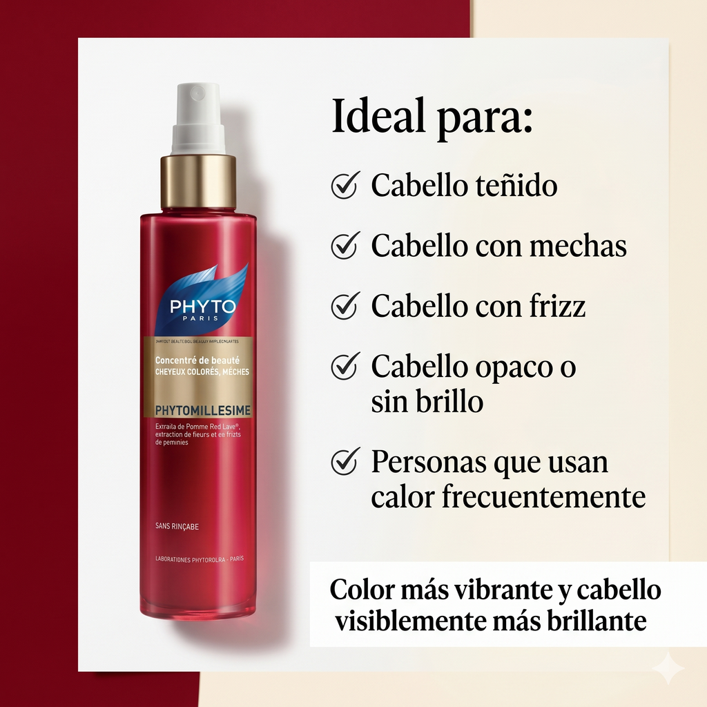 PHYTO PARIS Phytomillesime Concentrado Leave In para Cabello Teñido y con Mechas | Tratamiento Sin Enjuague Antifrizz con Hidratación, Brillo y Protección del Color